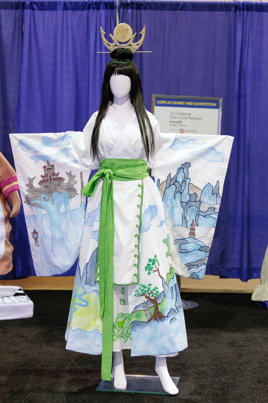 An exhibition costume on display at the h+h americas Cosplay Competition